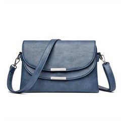 Solid Crossbody Flap Bag PU Leather Textured Bag Classic Shoulder Bag