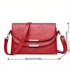 Solid Crossbody Flap Bag PU Leather Textured Bag Classic Shoulder Bag