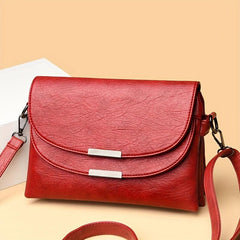 Solid Crossbody Flap Bag PU Leather Textured Bag Classic Shoulder Bag
