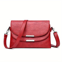Solid Crossbody Flap Bag PU Leather Textured Bag Classic Shoulder Bag