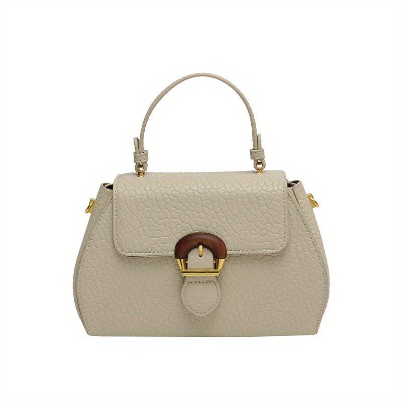 Lychee Pattern Crossbody Bag with Buckle Decor
