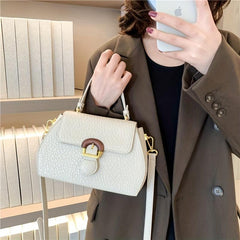 Lychee Pattern Crossbody Bag with Buckle Decor