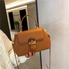 Lychee Pattern Crossbody Bag with Buckle Decor