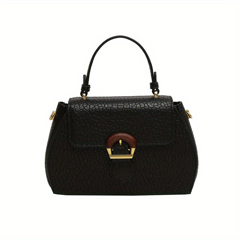 Lychee Pattern Crossbody Bag with Buckle Decor
