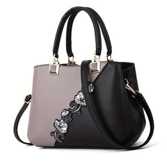 Flower Embroidery Handbags Contrast Crossbody Bag Women's Stitching