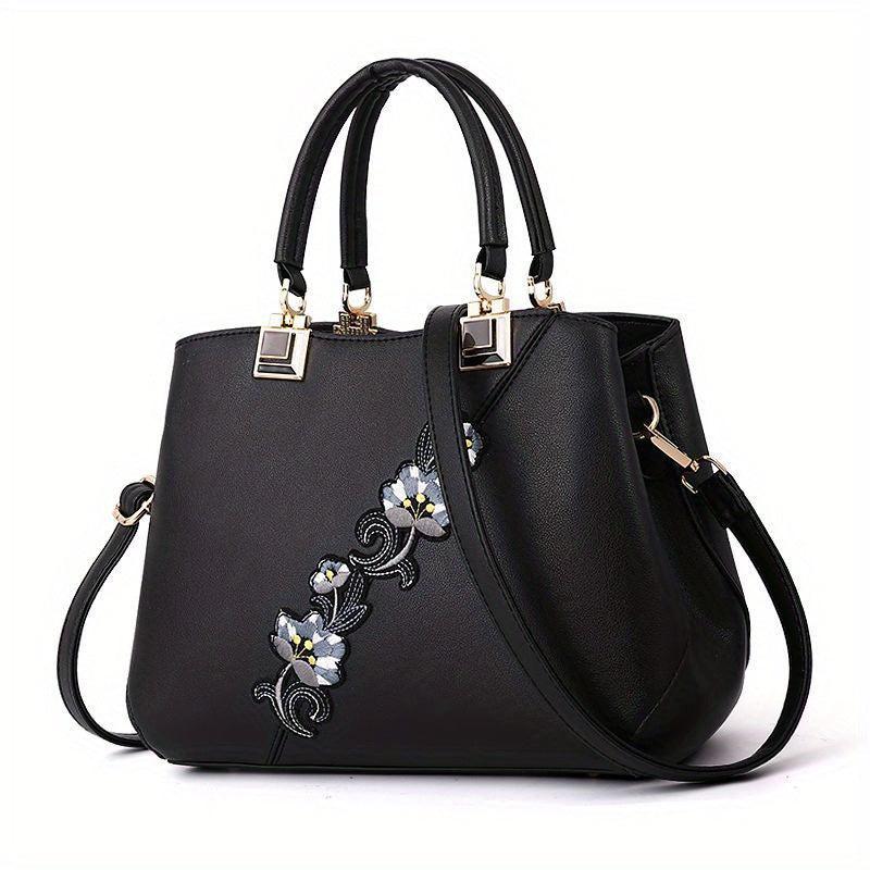 Flower Embroidery Handbags Contrast Crossbody Bag Women's Stitching