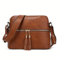 Retro Tassel Crossbody Bag PU Leather Waterproof Bag Purse