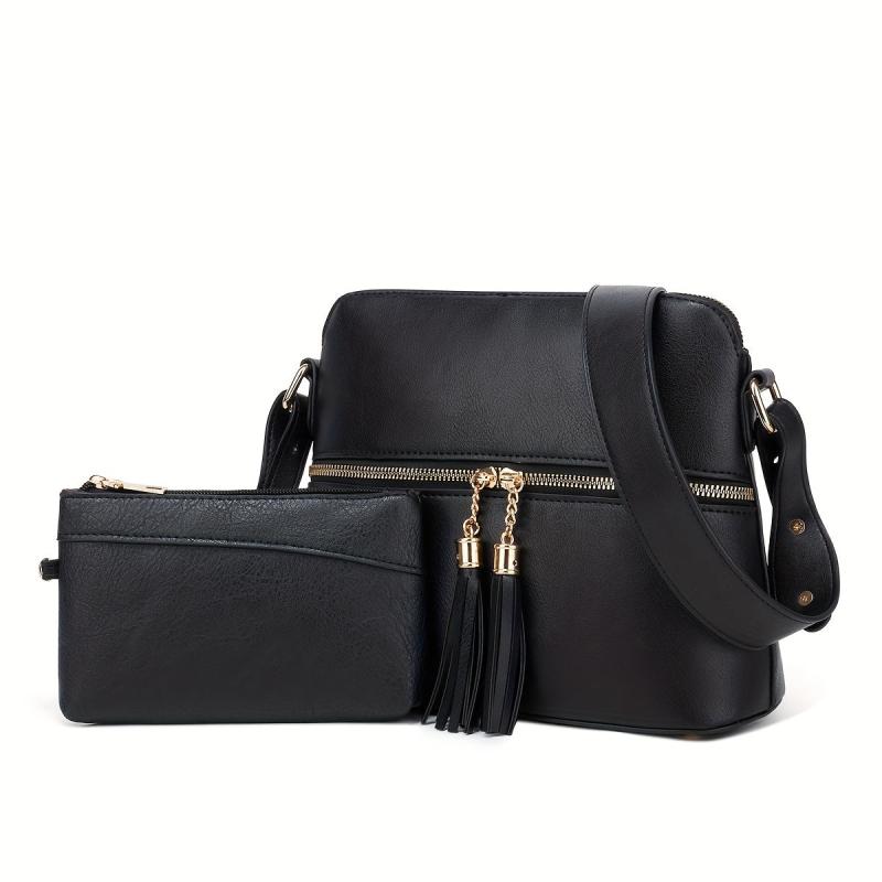 Retro Tassel Crossbody Bag PU Leather Waterproof Bag Purse