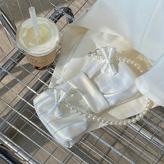 Bowknot Shoulder Bag With Faux Pearl Strap