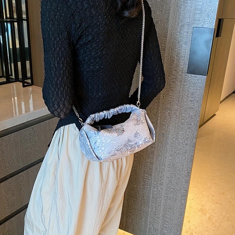 Fairy Embroidered Crossbody Bag Pleated Shoulder Hobo Bag