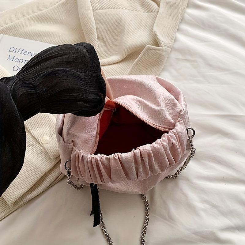 Fairy Embroidered Crossbody Bag Pleated Shoulder Hobo Bag