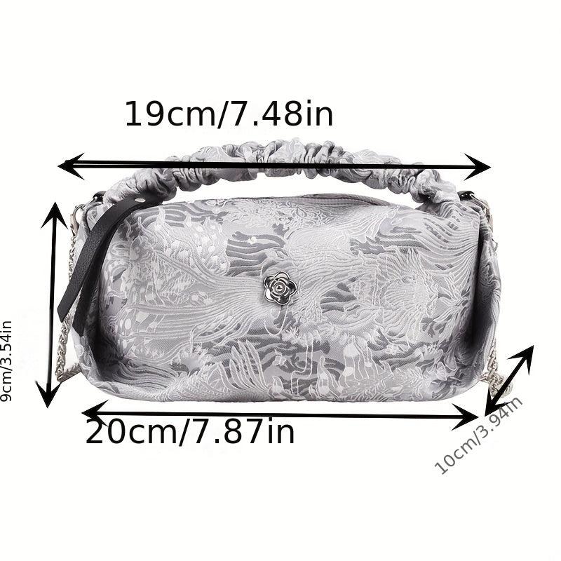 Fairy Embroidered Crossbody Bag Pleated Shoulder Hobo Bag
