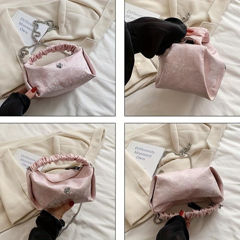 Fairy Embroidered Crossbody Bag Pleated Shoulder Hobo Bag