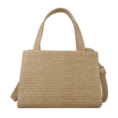 Boho Style Straw Crossbody Bag Small Square Handbag