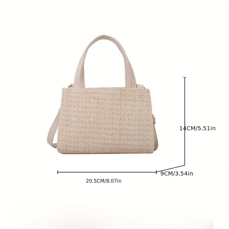 Boho Style Straw Crossbody Bag Small Square Handbag