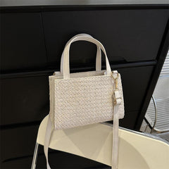 Boho Style Straw Crossbody Bag Small Square Handbag