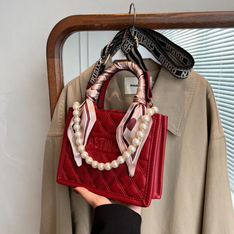 Argyle Quilted Tote Bag Scarf Crossbody Purse