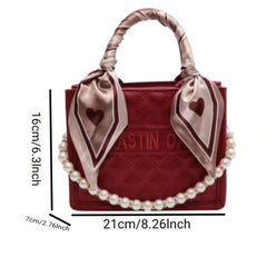 Argyle Quilted Tote Bag Scarf Crossbody Purse