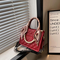 Argyle Quilted Tote Bag Scarf Crossbody Purse
