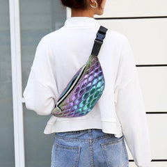 Geometric Pattern Laser Quilted Waist Bag Casual Sports Bag