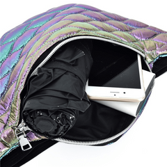 Geometric Pattern Laser Quilted Waist Bag Casual Sports Bag
