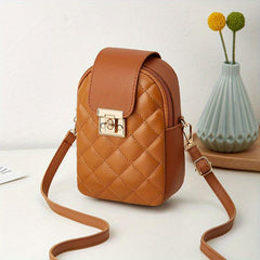 Retro Quilted Phone Bag Waterproof Crossbody Bag Women's Card Storage