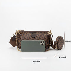 Geo Pattern Crossbody Bag with Coin Purse