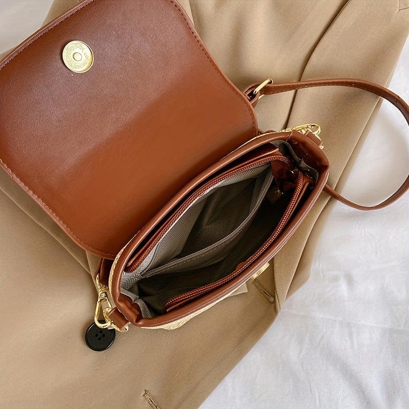 Woven Crossbody Bag Summer Vacation Straw Bag
