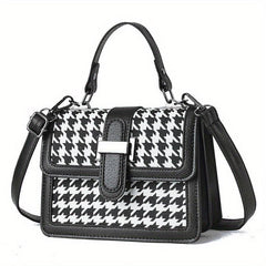 Geometric Print Crossbody Bag Retro Square Flap Shoulder Bag