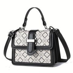 Geometric Print Crossbody Bag Retro Square Flap Shoulder Bag