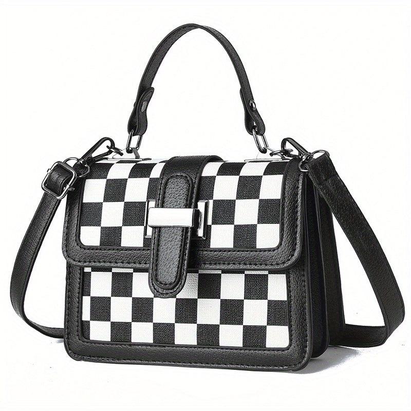 Geometric Print Crossbody Bag Retro Square Flap Shoulder Bag