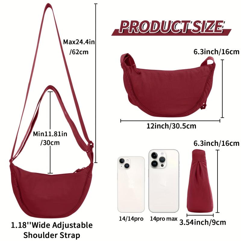 Nylon Crossbody Bag Lightweight Sling Bag Zipper Purse Adjustable Strap