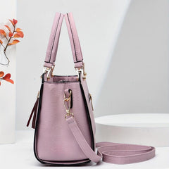 Top Handle Satchel Tote Bag PU Leather Textured Shoulder Bag
