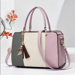 Top Handle Satchel Tote Bag PU Leather Textured Shoulder Bag