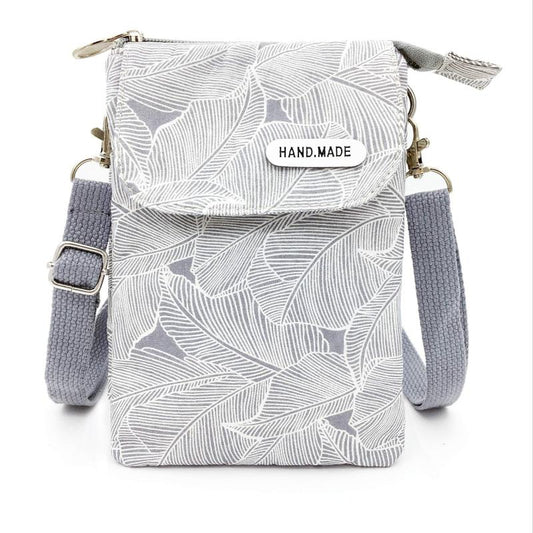 Floral Print Crossbody Phone Bag Canvas Shoulder Bag
