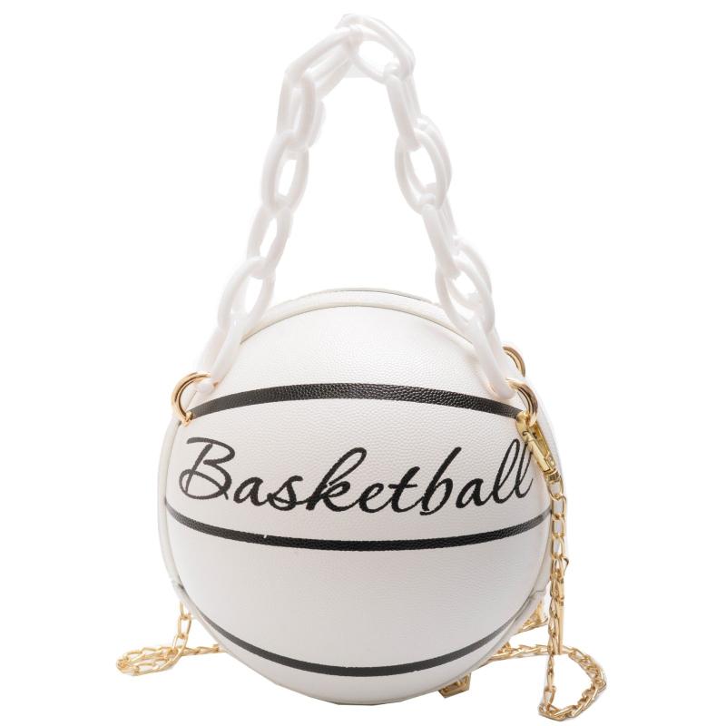 Basketball Circle Bag Chain Shoulder Round Purse Hand Zipper Bag