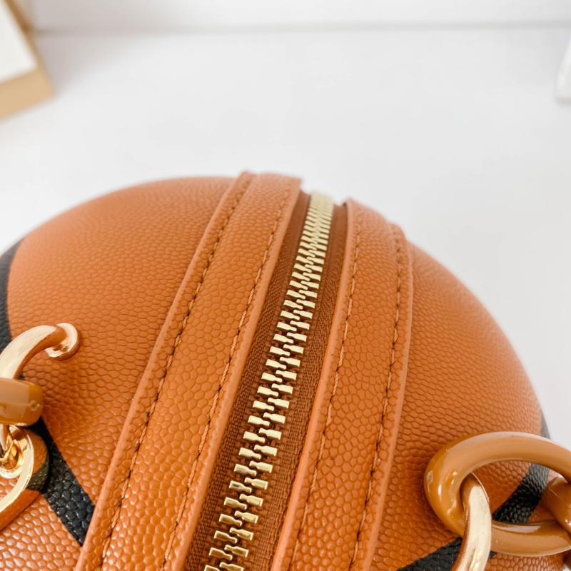 Basketball Circle Bag Chain Shoulder Round Purse Hand Zipper Bag