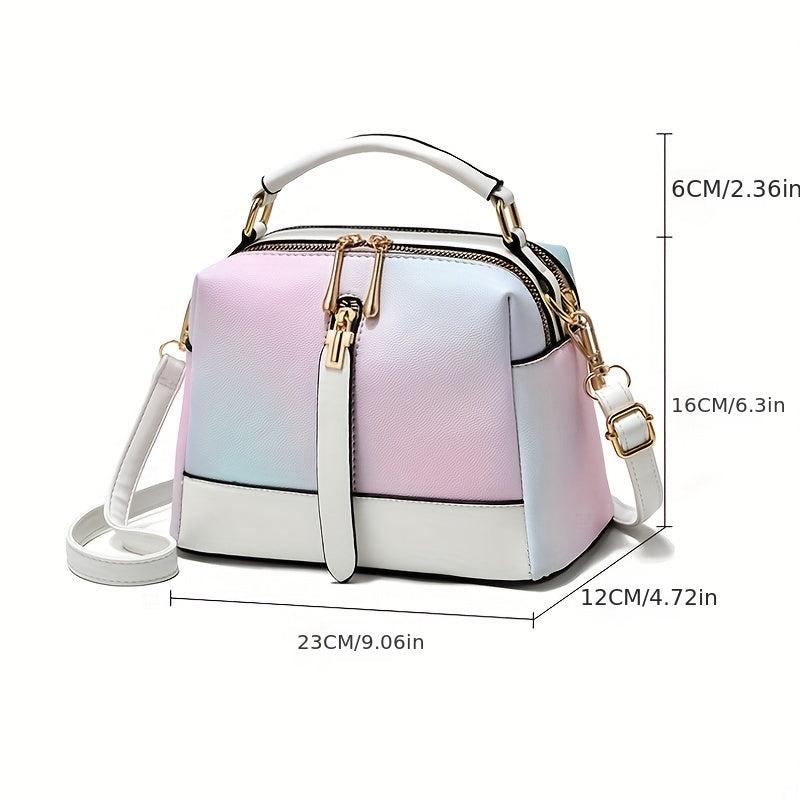Ombre Crossbody Bag Double Zipper Shell Purse