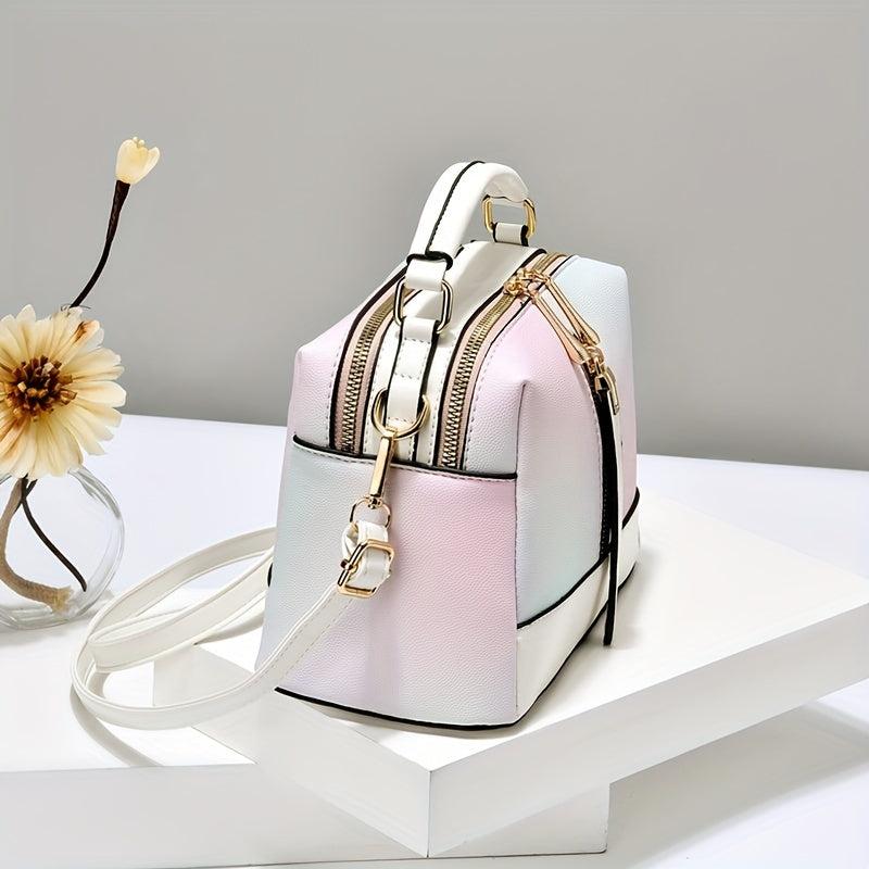 Ombre Crossbody Bag Double Zipper Shell Purse