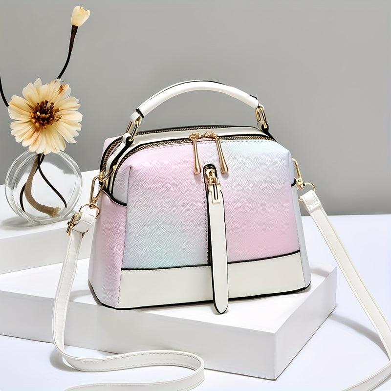 Ombre Crossbody Bag Double Zipper Shell Purse