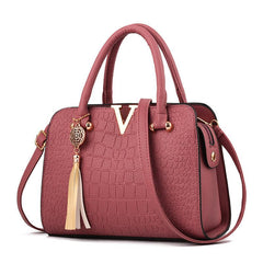 Crocodile Pattern Satchel Bag Double Handle Purse Women's Shoulder Bag