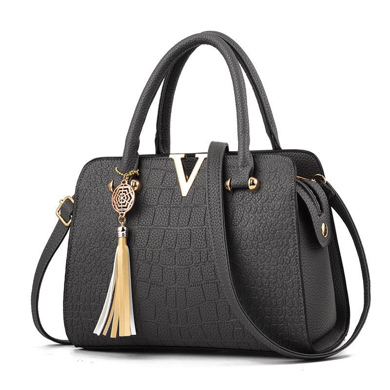 Crocodile Pattern Satchel Bag Double Handle Purse Women's Shoulder Bag