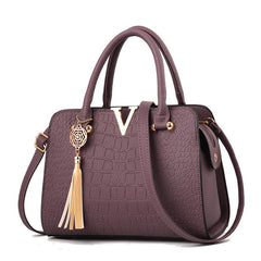 Crocodile Pattern Satchel Bag Double Handle Purse Women's Shoulder Bag