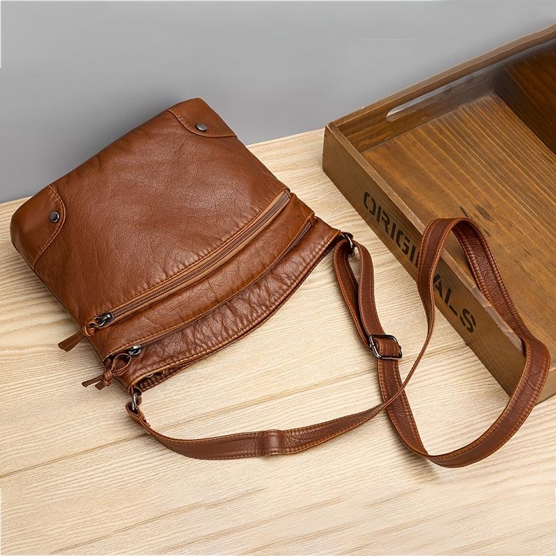 Studded Decor Crossbody Bag with Zipper Purse