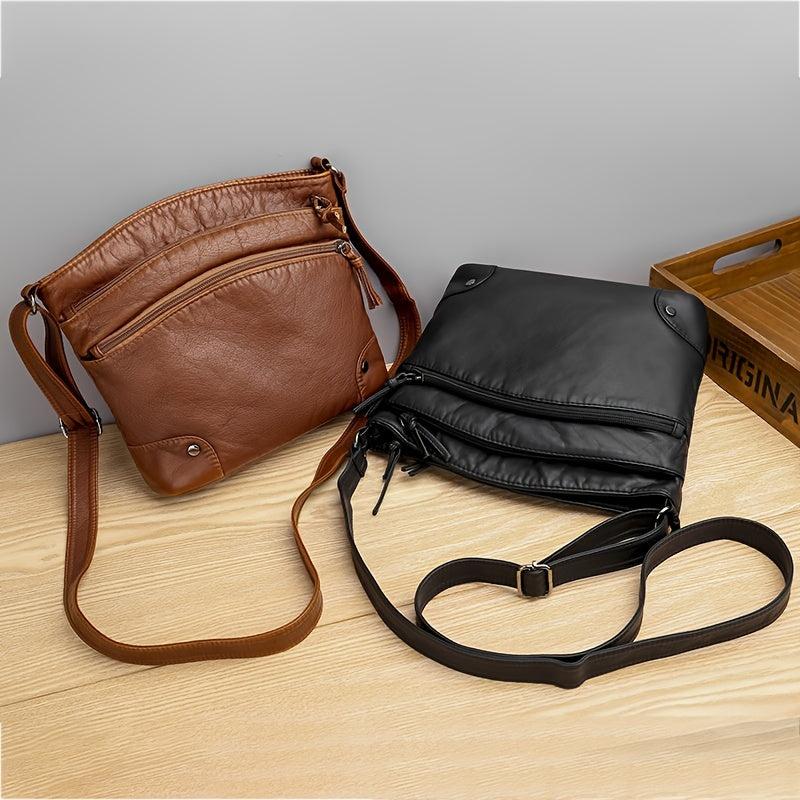Studded Decor Crossbody Bag with Zipper Purse