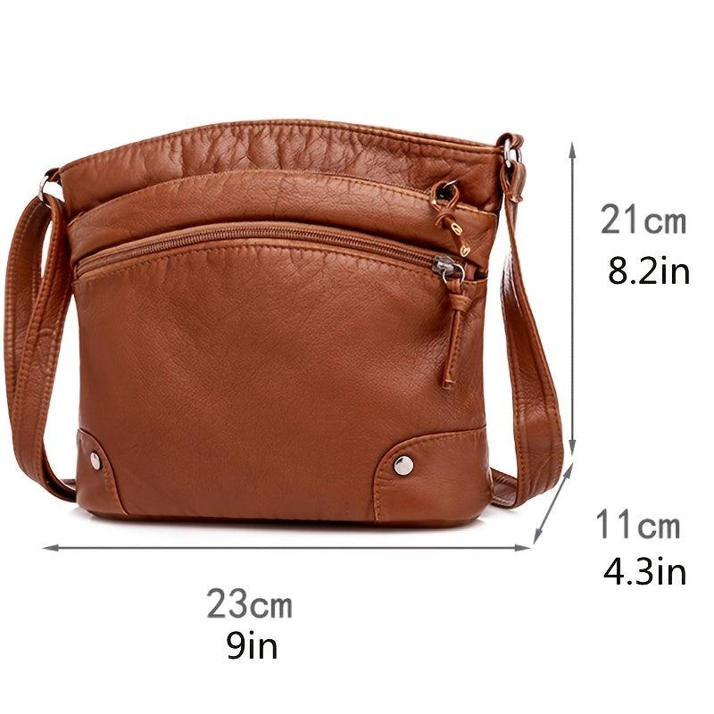 Studded Decor Crossbody Bag with Zipper Purse