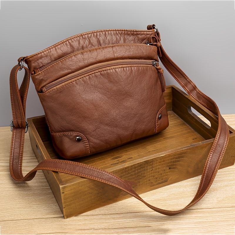 Studded Decor Crossbody Bag with Zipper Purse