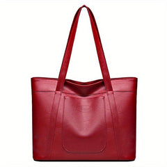 Vintage Faux Leather Tote Bag Large Capacity Shoulder Bag Handbags