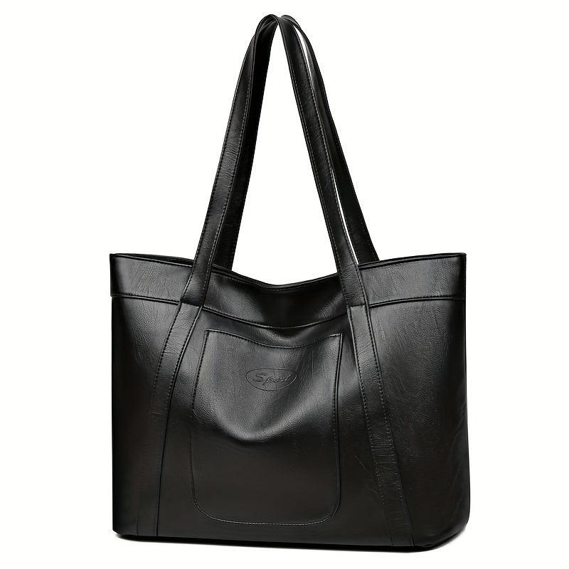 Vintage Faux Leather Tote Bag Large Capacity Shoulder Bag Handbags