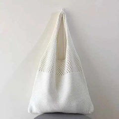 Retro Hollow Crochet Bag Large Capacity Shopping Bag Women's Woven Shoulder Bag